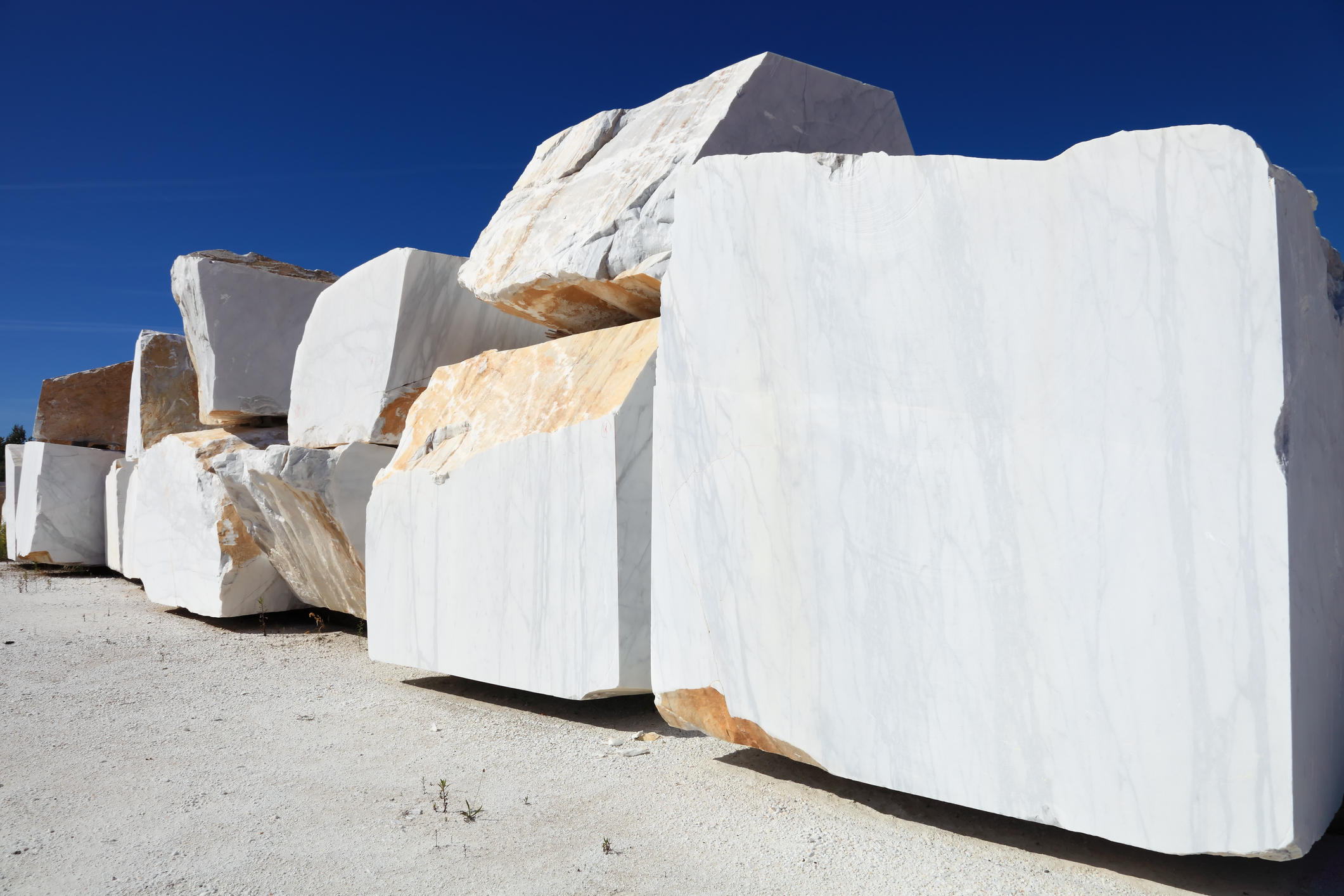 white carrara marble block in quarry